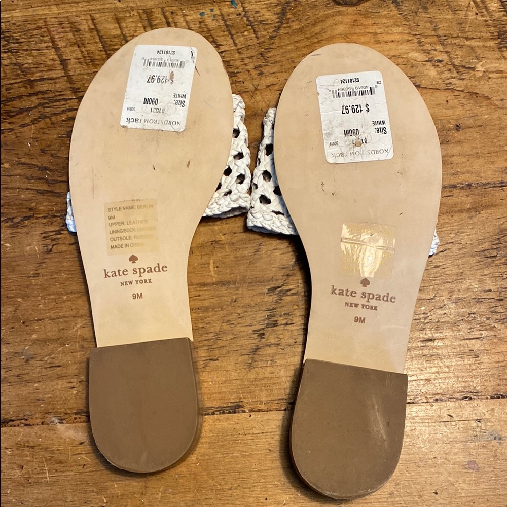 Kate Spade White Woven Slide Sandals - Picture 4 of 9